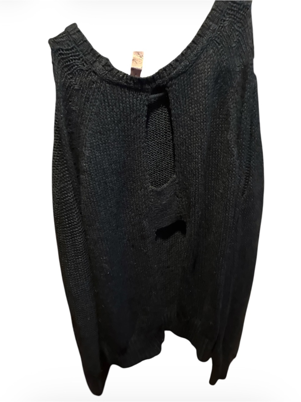 Alya Open Back Cutout Cold Shoulder Knit Sweater Navy Blue Size M